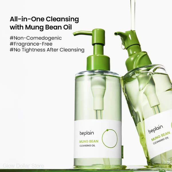 Beplain Korean Mung Bean Pore Serum, Deep Cleansing Foam, Makeup Remover Oil, and Clay Mask for Firming Skin Care