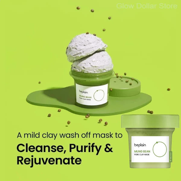 Beplain Korean Mung Bean Pore Serum, Deep Cleansing Foam, Makeup Remover Oil, and Clay Mask for Firming Skin Care